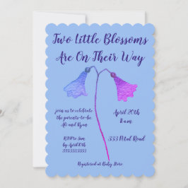 Twee bloesems Indigo Flower Twins Baby shower Kaart