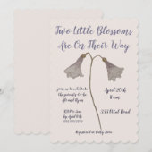 Twee bloesems Paarse blokjes Baby shower Kaart (Voorkant / Achterkant)