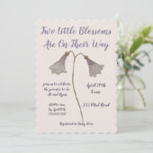 Twee bloesems Paarse blokjes Baby shower Kaart (Staand voorkant)