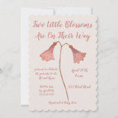 Twee bloesems roze strijkjes Baby shower Kaart (Voorkant)