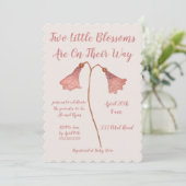 Twee bloesems roze strijkjes Baby shower Kaart (Staand voorkant)