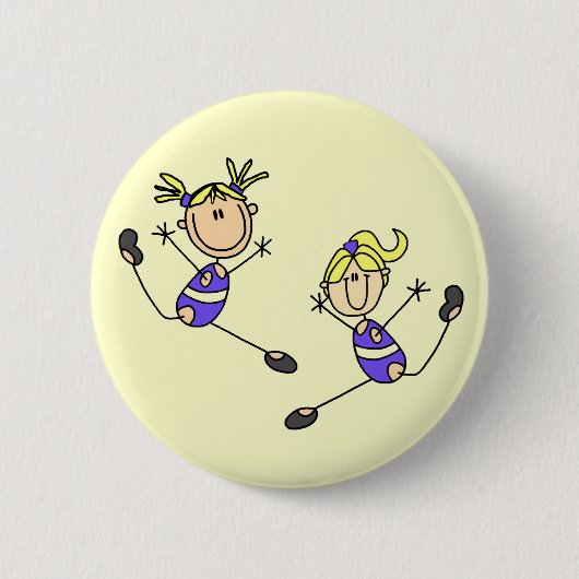Twee Blond Girl Gymnast Tshirts en cadeaus Ronde Button 5,7 Cm (Voorkant)