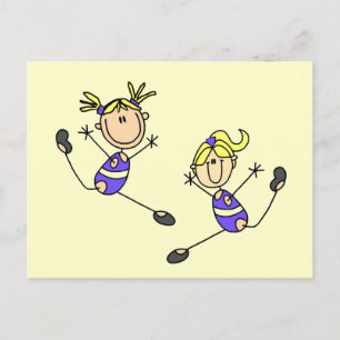 Twee Blonde Meisjes Gymnastiek T-shirts en Cadeaus Briefkaart