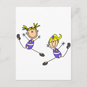 Twee Blonde Meisjes Gymnastiek T-shirts en Cadeaus Briefkaart