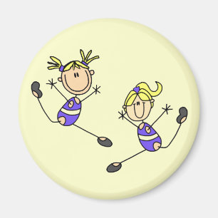 Twee Blonde Meisjes Gymnastiek T-shirts en Cadeaus Magneet