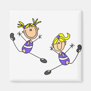 Twee Blonde Meisjes Gymnastiek T-shirts en Cadeaus Magneet