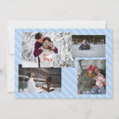 Twee Blule Stripes Holiday Vijf Foto's Kaart (Achterkant)