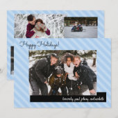 Twee Blule Stripes Holiday Vijf Foto's Kaart (Voorkant / Achterkant)