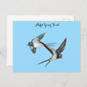 Twee Boerderijzwaluwen Vliegen Gepersonaliseerd Briefkaart (Voorkant / Achterkant)