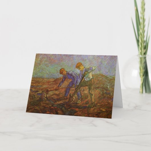Twee boeren graven door Vincent van Gogh Kaart (Voorkant)