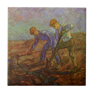Twee boeren graven door Vincent van Gogh Tegeltje