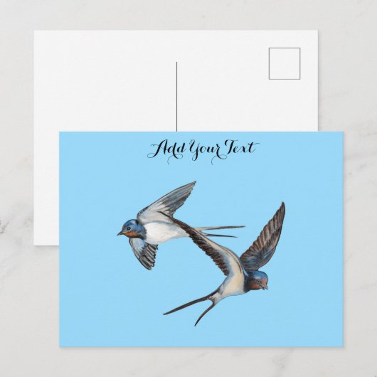 Twee boerenzwaluwen Gepersonaliseerd Briefkaart (Voorkant / Achterkant)