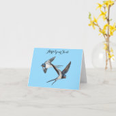 Twee boerenzwaluwen vliegen gepersonaliseerd kaart (Gele Bloem)