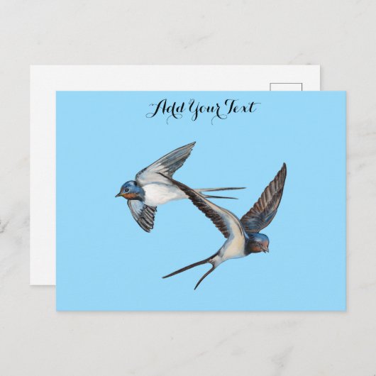 Twee boerenzwaluwen Vliegend Gepersonaliseerd Briefkaart (Voorkant / Achterkant)