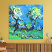 Twee bomen in het voorjaar canvas afdruk (Insitu (Woonkamer))