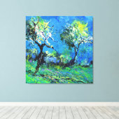 Twee bomen in het voorjaar canvas afdruk (Insitu (Houten vloer))