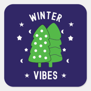 Twee bomen winterse vibes vierkante sticker