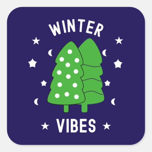 Twee bomen winterse vibes vierkante sticker (Voorkant)