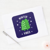 Twee bomen winterse vibes vierkante sticker (Envelop)