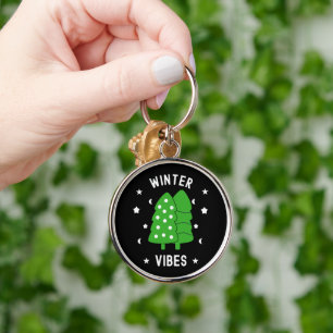 Twee bomen winterstemming sleutelhanger
