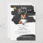 Twee Boo-jee Schattige Ghost Halloween 2e Verjaard Kaart (Voorkant)