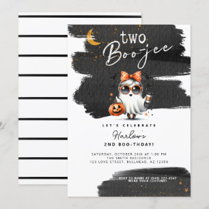 Twee Boo-jee Schattige Ghost Halloween 2e Verjaard Kaart