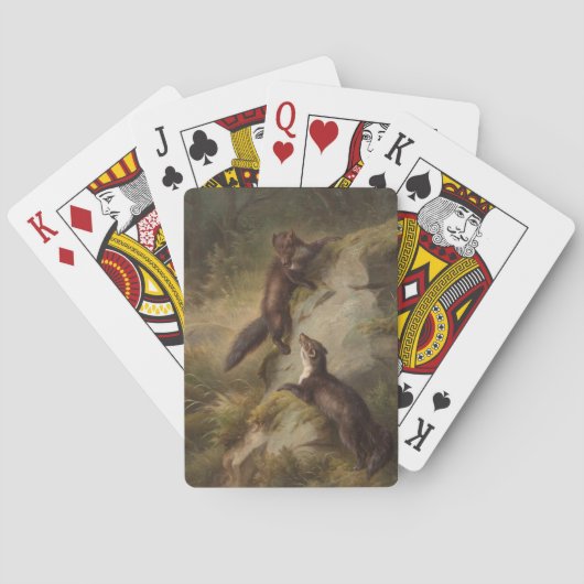 Twee boommarters in een bos pokerkaarten (Achterkant)