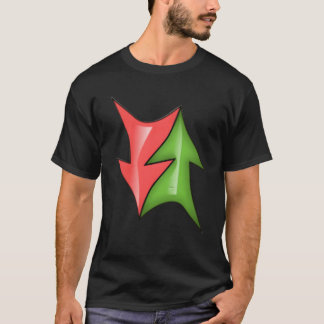 Twee borden die de betekenis tonen Eén groen omhoo T-shirt