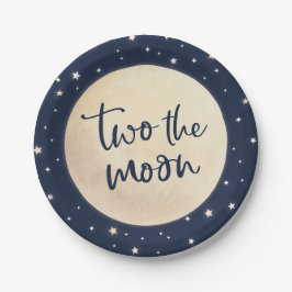Twee Borden van de Moon Birthday Party Papieren Bordje