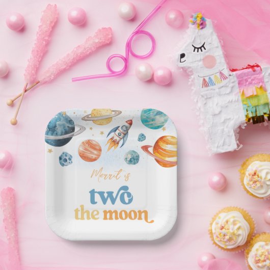 Twee Borden van de Moon Birthday Party Papieren Bordje (Feest)