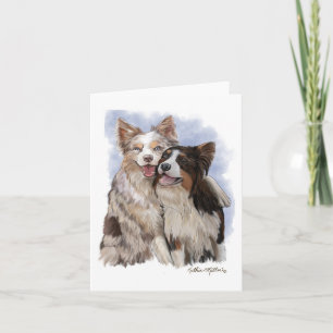Twee Border Collie-vrienden cartoon Kaart