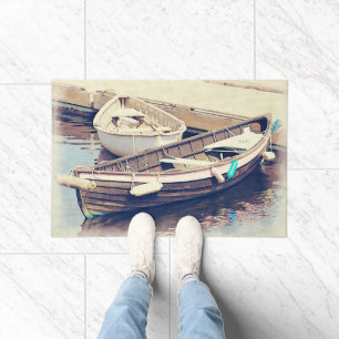Twee boten in een haven Rustiek Nautisch Medium Deurmat