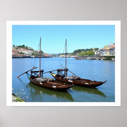 Twee boten op de rivier de Douro, Porto Poster (Voorkant)
