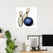 twee bowlingpennen en een bowlingbal poster (Thuiskantoor)