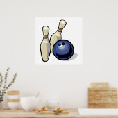 twee bowlingpennen en een bowlingbal poster (Keuken)