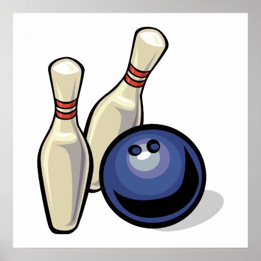 twee bowlingpennen en een bowlingbal poster (Voorkant)