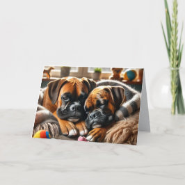 Twee Boxers, Eén Hart: Een Poot-positief Perfecte  Feestdagen Kaart
