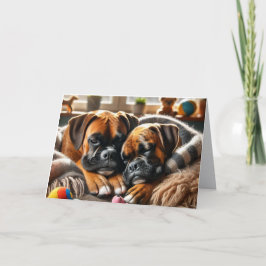 Twee Boxers, Eén Hart: Een Poot-positief Perfecte  Feestdagen Kaart