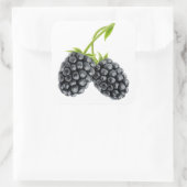 Twee bramen op lange stam vierkante sticker (Tas)