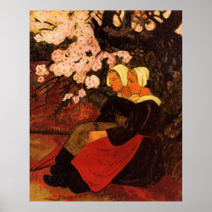 Twee Bretonse vrouwen onder appelboom, Poster