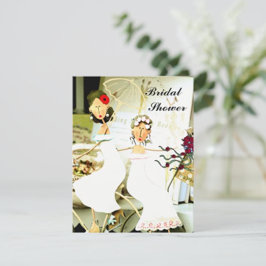 Twee Bridal Uitnodiging van de Shower (Staand voorkant)