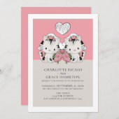 Twee Brides Cat Thmed Gay Wedding Aankondiging (Voorkant / Achterkant)