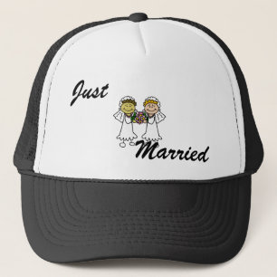 Twee Brides met bloemen - Interraciaal-Aziatisch Trucker Pet