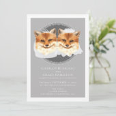 Twee Brides Mrs. en Mrs Fox Thleed Wedding Aankondiging (Staand voorkant)