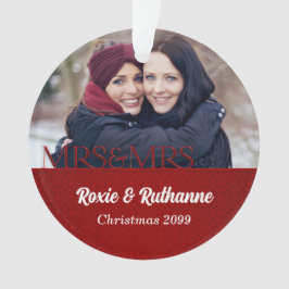 Twee Brides Mrs. & Mrs. Red Damask Foto Ornament