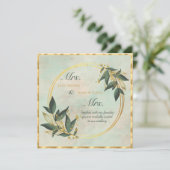 Twee Brides van de lesbische Waterverf Greenery We Kaart (Staand voorkant)