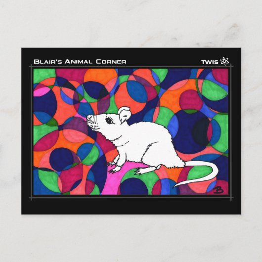 TWEE Briefkaart: Blair's Animal Corner Rat Briefkaart (Voorkant)