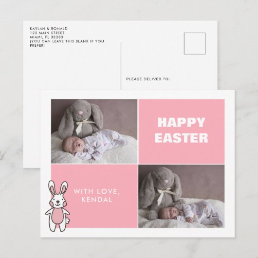 Twee Briefkaarten voor fotocollage Pasen (Voorkant / Achterkant)