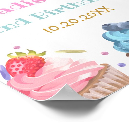 Twee broers en zweet cupcake 2e verjaardag Snoep Poster (Hoek)