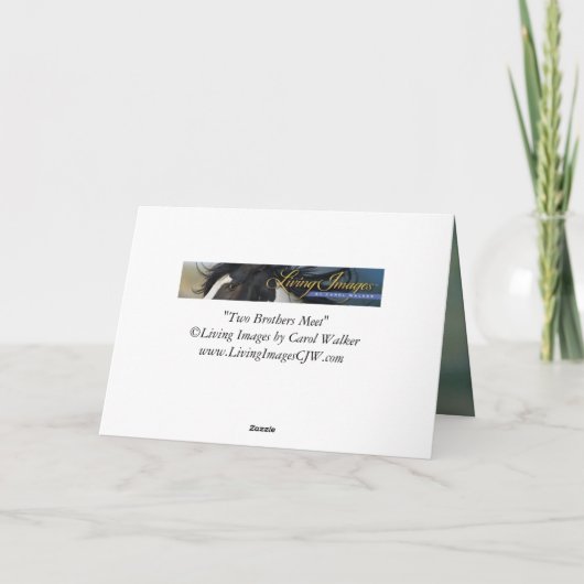 Twee broers ontmoeten elkaar - Wild Horse Wenskaar Kaart (Achterkant)